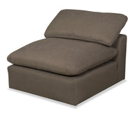  Fauteuil modulaire sans accoudoirs  Eclipse de 38 po en tissu d’apparence lin avec coussins réversibles en duvet et plumes - gris ardoise