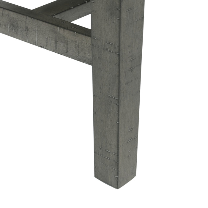 Ensemble de salle à manger Alto 6 pièces avec table, banc, rallonge de 65 po à 83 po (L), base à tréteaux et 4 chaises - gris