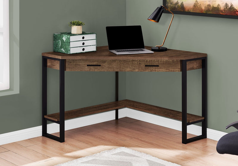 Bureau en coin Christiana de 42 po à tiroir - brun