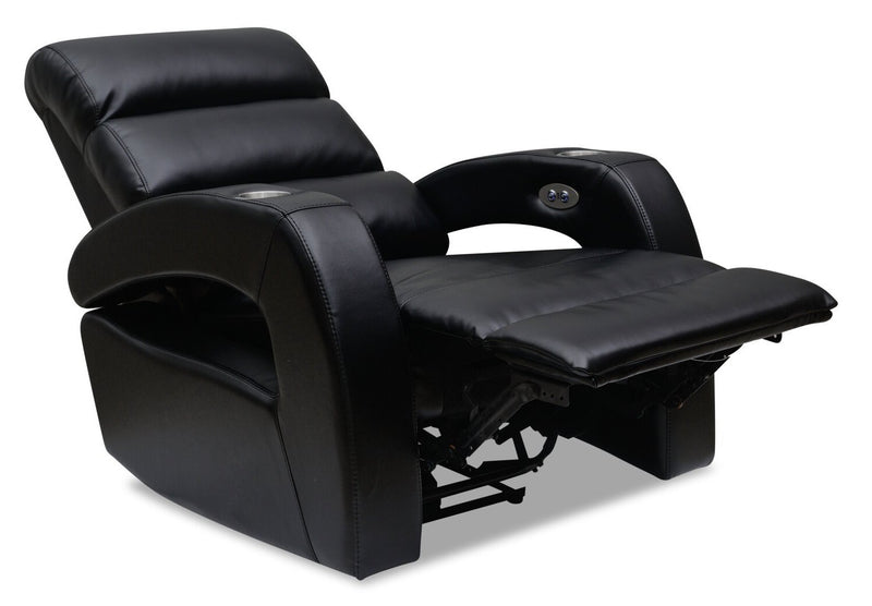 Carly Leather-Look Fabric Power Recliner - Tanner Black