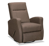  Fauteuil berçant, pivotant et inclinable Nyla de 30 po en tissu d’apparence lin - brun