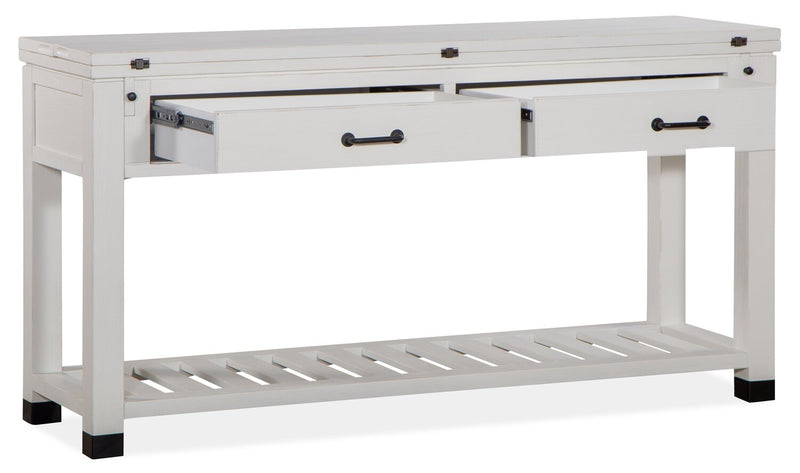 Table de salon moderne Harper de 60 po avec rangement et tablette - pin blanc