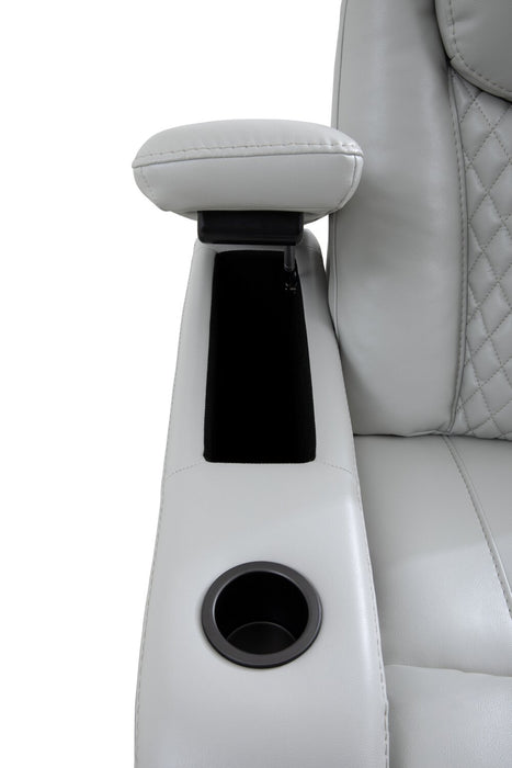 Sièges à inclinaison électrique de cinéma maison Cinema de 112,6 po en tissu d’apparence cuir avec 3 sièges - gris brume cosmique