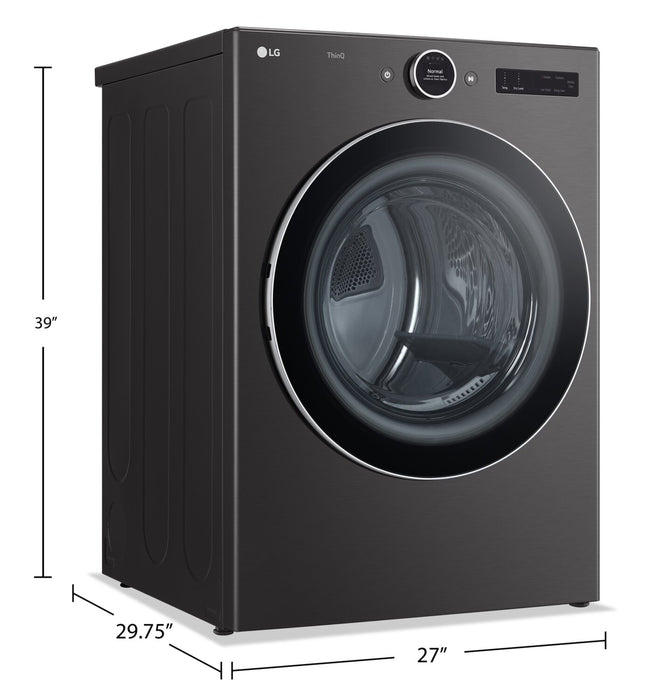 Sécheuse électrique intelligente LG de 7,4 pi³ avec vapeur - acier noir - superposable - DLEX6700B