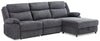 Sofa sectionnel inclinable de droite Alina 3 pièces en tissu avec rangement et console rabattable - gris