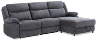  Sofa sectionnel inclinable de droite Alina 3 pièces en tissu avec rangement et console rabattable - gris