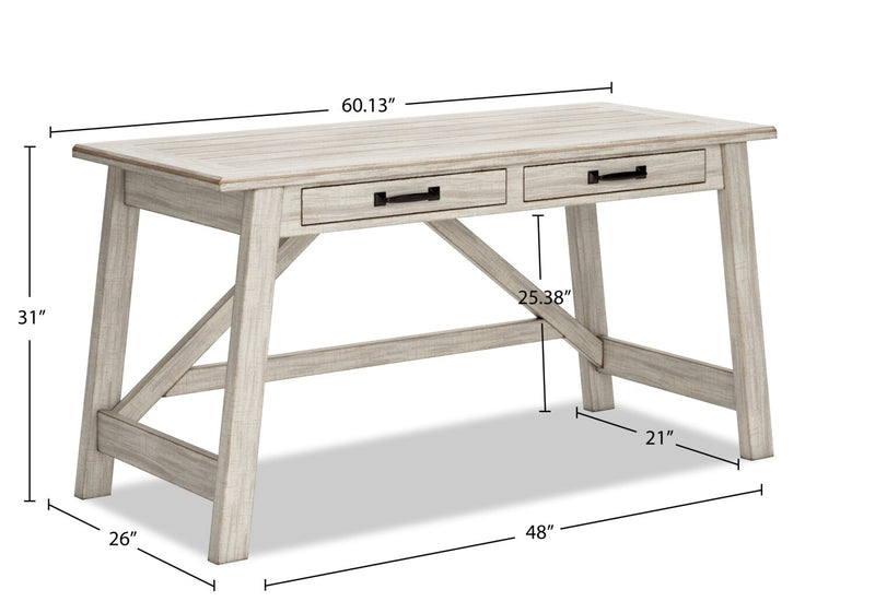 Bureau Carynhurst de 60,13 po à 2 tiroirs - blanchi
