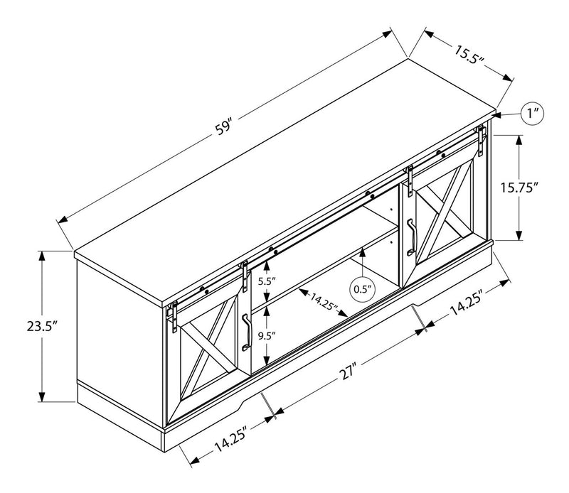 Meuble pour téléviseur moderne Marston de 60 po avec rangement et système de gestion des câbles pour téléviseurs jusqu’à 65 po - taupe foncée