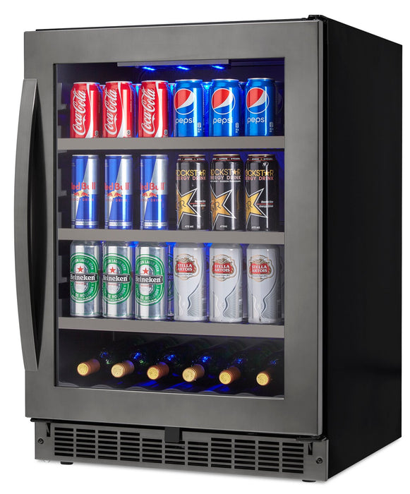 Refroidisseur à boissons Prague de Silhouette de 5,6 pi³ et de 23,9 po à 1 porte - acier inoxydable noir - SSBC056D3B-S