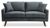 Causeuse Joelle de 57 po en tissu de velours avec accoudoirs rectilignes et pattes en bois - grise