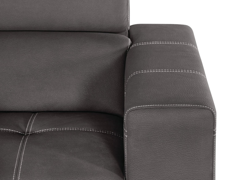 Fauteuil Drake de 41,5 po en tissu de suédine avec pouf rétractable et appuie-têtes relevables - gris ciment