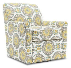Fauteuil d’appoint pivotant Sofa Lab personnalisable de 31 po fabriqué au Canada en tissu - Jade multicolore