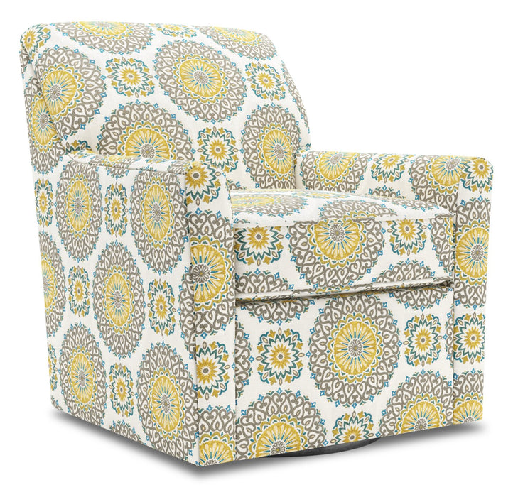 Fauteuil d’appoint pivotant Sofa Lab personnalisable de 31 po fabriqué au Canada en tissu - Jade multicolore