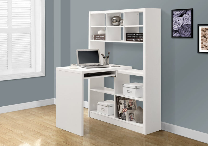 Bureau réversible Mollie de 35,5 po avec bibliothèque ouverte - blanc
