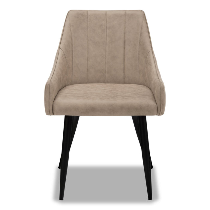Chaise de salle à manger Eliot en tissu de cuir végétalien et en métal - taupe