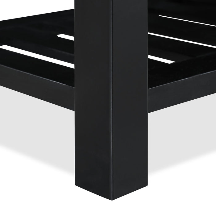 Banc de rangement Ryan de 43,5 po avec tablette inférieure - bleu