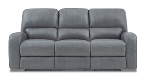 Sofa à inclinaison électrique Sterling en cuir véritable avec appuie-tête électrique - gris