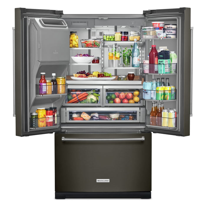 Réfrigérateur KitchenAid de 26,8 pi³ et de 36 po à portes françaises - acier inoxydable noir - KRFF577KBS