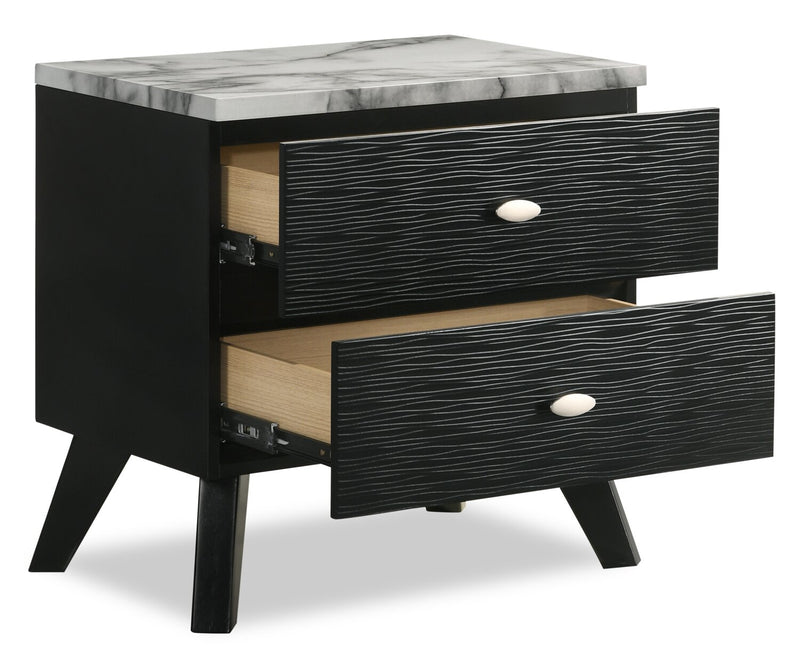 Table de nuit moderne du milieu du 20e siècle Atlas de 24,5 po (L) x 23,4 po (H) à 2 tiroirs - noire