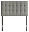 Tête de lit rembourrée Ellis en tissu gris avec capitonnage à boutons - format lit simple