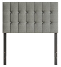  Tête de lit rembourrée Ellis en tissu gris avec capitonnage à boutons - format lit simple