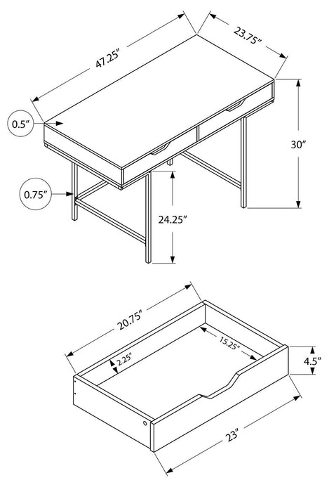 Bureau Butler de 47,25 po à 2 tiroirs - gris