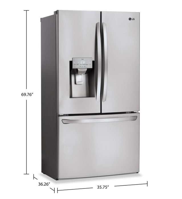 Réfrigérateur LG de 28 pi³ et de 36 po à portes françaises - acier inoxydable Smudge-ProofMD - LRFS28XBS