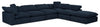 Sofa sectionnel modulaire de style cocon Eclipse 6 pièces en tissu d’apparence lin avec coussins réversibles en duvet et plumes - bleu marine