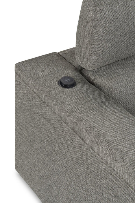Sofa-lit sectionnel de droite Savvy 2 pièces en tissu d’apparence lin avec appuie-têtes réglables - gris