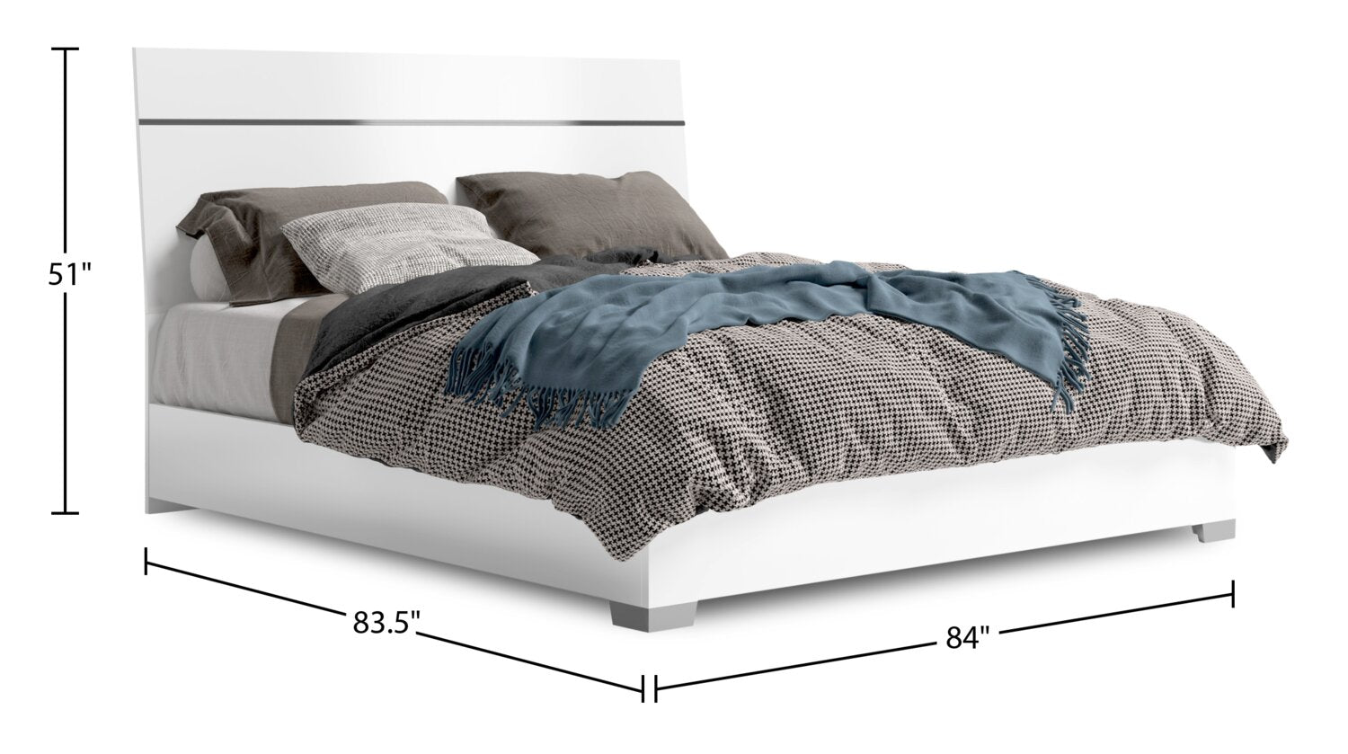 Lit à panneaux Raia fabriqué en Italie, moderne, blanc format