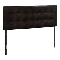  Tête de lit rembourrée Estel en tissu de cuir végétalien brun avec capitonnage à boutons - format grand lit