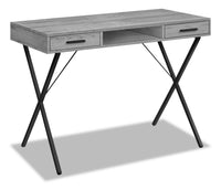 Bureau Rowan de 42 po à 2 tiroirs et compartiment ouvert - gris