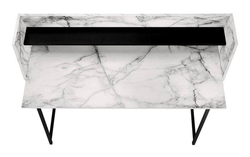 Bureau Lawson de 47,25 po avec petite crédence - apparence marbre blanc