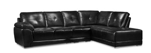 Rocklin 3-Piece Leather-Look Fabric Right-Facing Sectional - Black | Sofa sectionnel de droite Rocklin 3 pièces en tissu d'apparence cuir - noir | ROCKBRS3