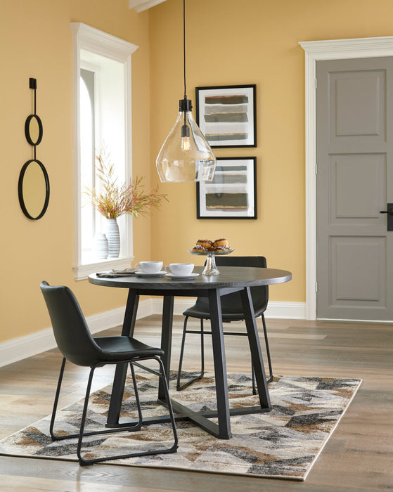 Chaise de salle à manger Cole en tissu de cuir végétalien et en métal - noire
