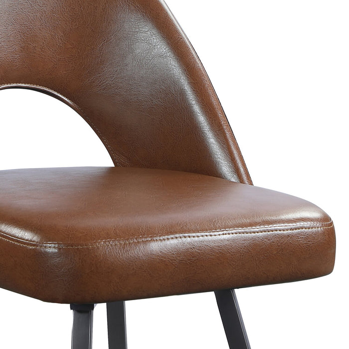 Chaise de salle à manger Elijah en tissu de cuir végétalien et en métal - brune