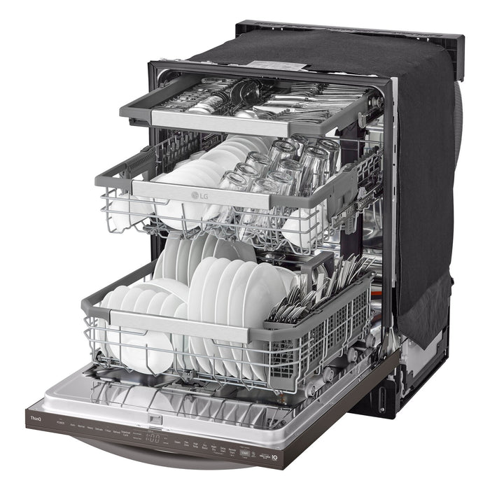 Lave-vaisselle intelligent encastré LG à 42 dBA de 24 po avec commandes sur le dessus et QuadWashMC Pro - acier inoxydable noir Smudge-ProofMD - LDTH7972D