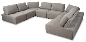 Sofa sectionnel modulaire Modera 8 pièces en tissu d'apparence lin - gris