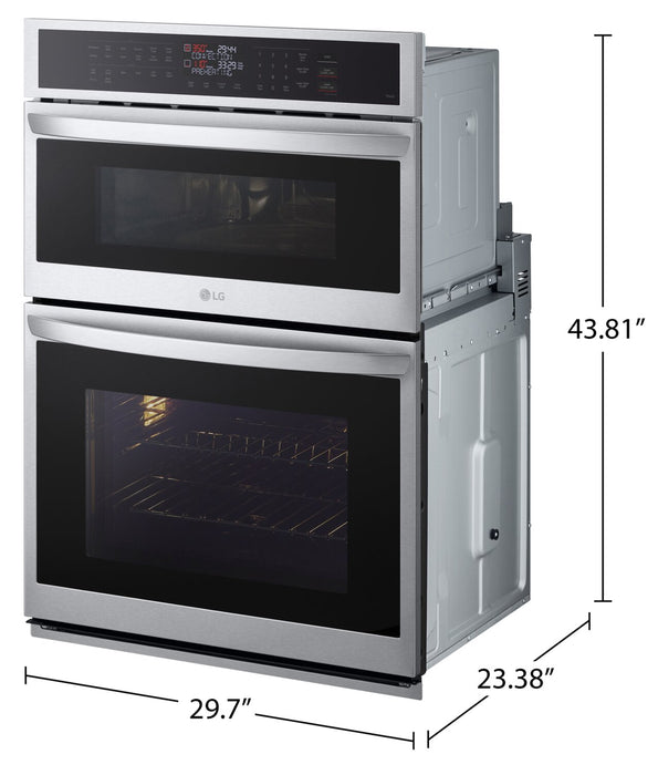 Four mural combiné électrique LG de 6,4 pi³ et de 30 po avec convection par ventilateur - acier inoxydable Smudge-ProofMD - WCEP6423F