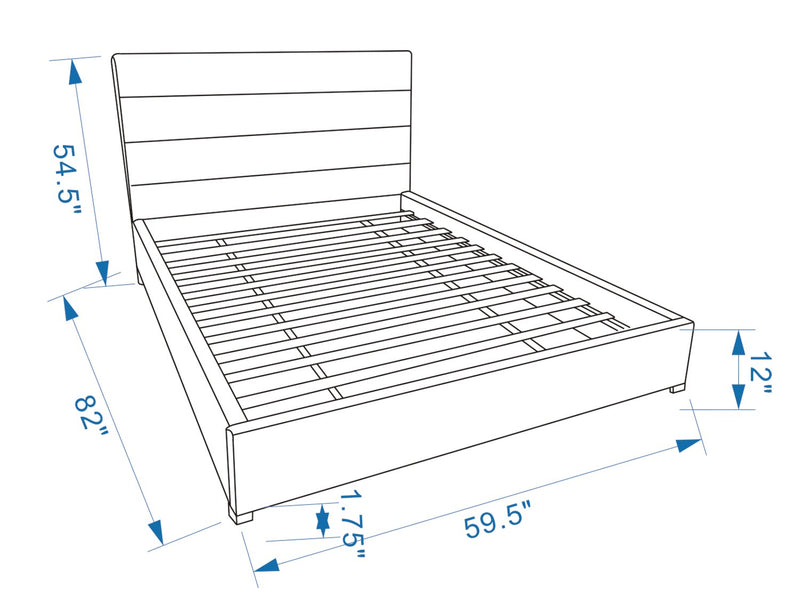 Lit plateforme rembourré Clay de Kort & Co. en tissu de cuir végétalien brun capitonné - format lit double
