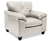 Fauteuil Addison de 42 po fabriqué au Canada en tissu d’apparence cuir avec coussin de siège amovible et capitonnage - beige