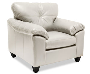 Fauteuil Addison de 42 po fabriqué au Canada en tissu d’apparence cuir avec coussin de siège amovible et capitonnage - beige