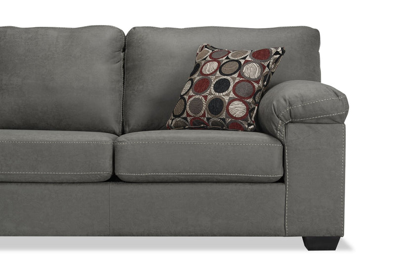 Sofa sectionnel de gauche Morty 2 pièces fabriqué au Canada en tissu d’apparence cuir avec coussins décoratifs - gris