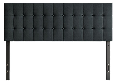 Ellis Upholstered Headboard in Charcoal Fabric, Button Tufted - Queen Size | Tête de lit rembourrée Ellis en tissu anthracite avec capitonnage à boutons - format grand lit