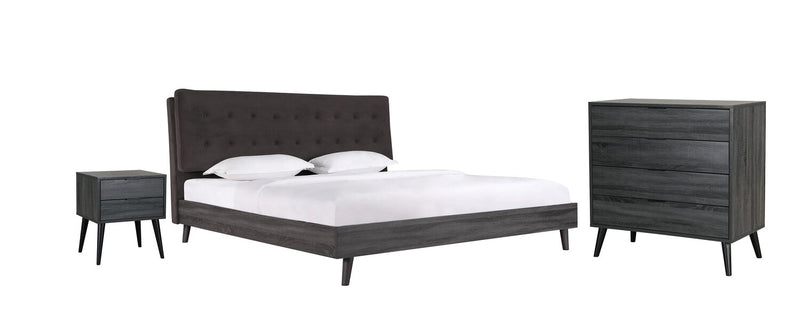 Commode verticale moderne du milieu du 20e siècle Nash de 35,4 po (L) x 35,5 po (H) à 4 tiroirs pour la chambre à coucher - gris foncé