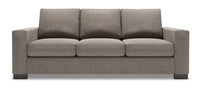 Sofa-lit Track de Sofa Lab de 85 po fabriqué au Canada en tissu d’apparence lin avec accoudoirs rectilignes - gris Luna Smoke 