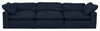 Sofa modulaire Eclipse de 124 po en tissu d’apparence lin avec coussins réversibles en duvet et plumes - bleu marine