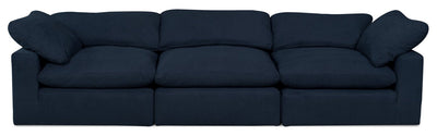 Eclipse Linen-Look Fabric Modular Sofa - Navy 