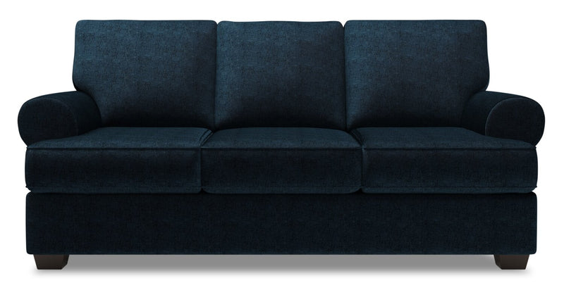 Sofa personnalisable Roll de Sofa Lab de 86 po fabriqué au Canada en tissu de chenille avec accoudoirs enroulés - bleu Luxury Indigo