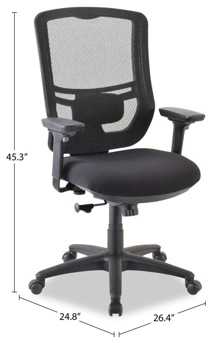 Chaise de bureau Dante de Tempur-Pedic de 26,4 po - noire avec dossier à mailles